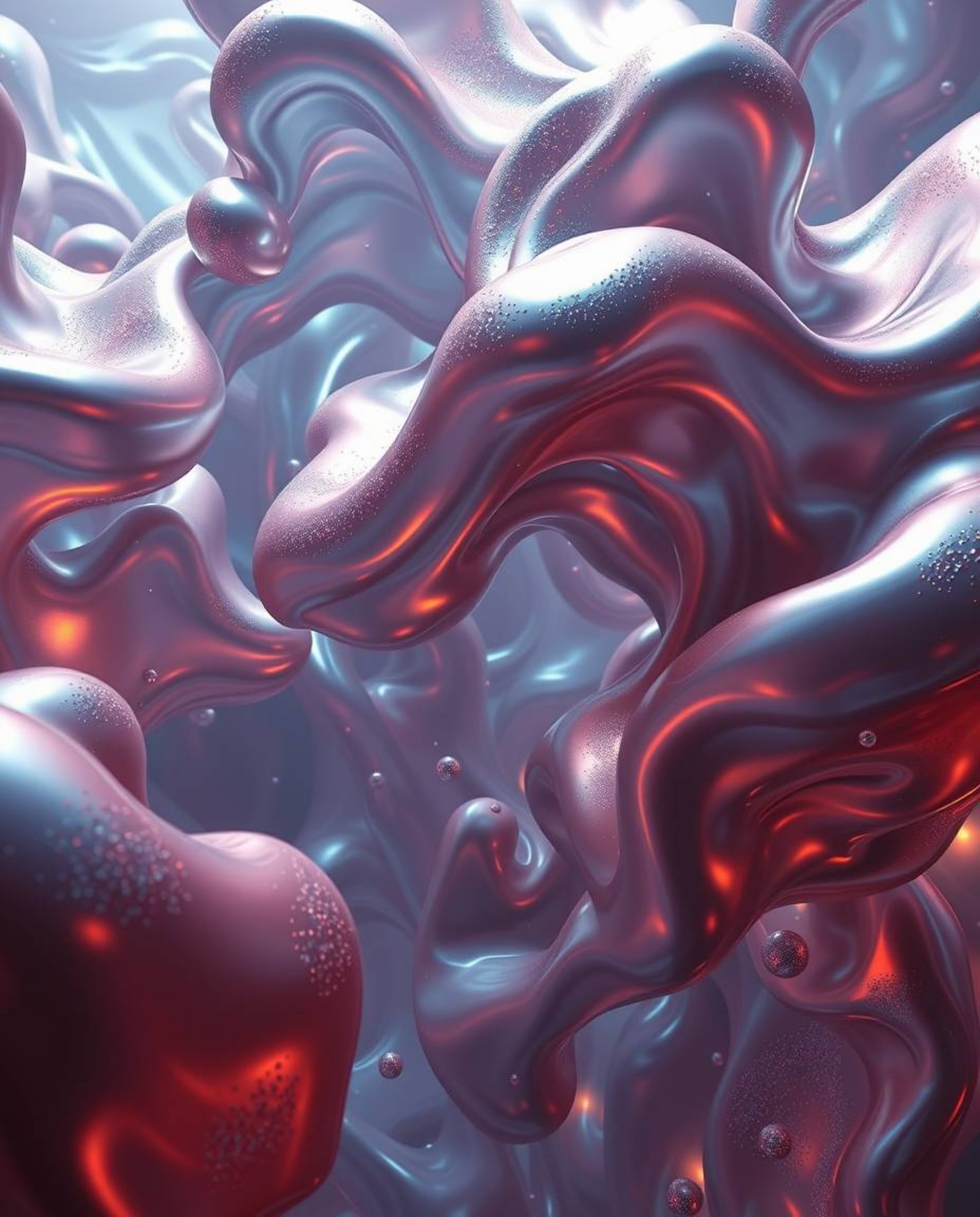 Explore stunning creative light art depicting an epic scene of smooth 3D fluid shapes. These metallic textures float weightle