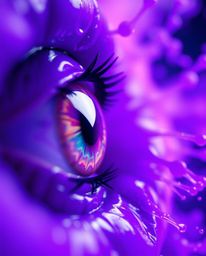 Explore the mesmerizing world of extreme macro photography, captured in deep ultraviolet hues and infused with a futuristic s