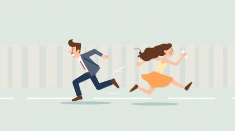 Immerse yourself in a captivating chase scene brought to life with exaggerated squash and stretch animation. This modern flat