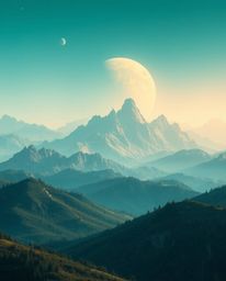Explore a captivating digital glitch landscape featuring strong, hard light and rich, deep teal hues. This unique artwork sho