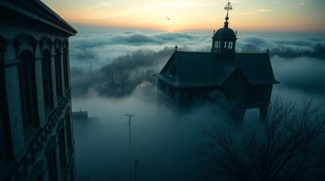 Explore a collection of precise architectural color photographs capturing eerie, creepy atmospheres.  These images feature fo