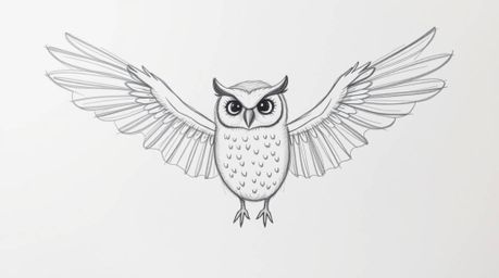 This hand-drawn sketch features a blind owl, rendered in a Pixar style with textured pencil strokes, gently teaching birds ho