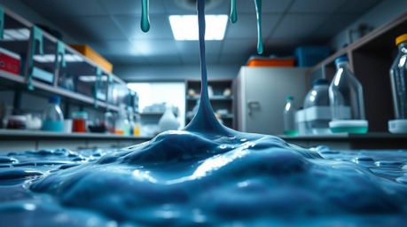 A captivating high-resolution stock photo depicts a slime-covered science lab bathed in dramatic lighting.  The image boasts 
