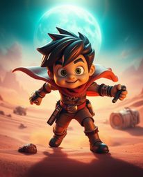 Embark on an epic, large-scale adventure in a futuristic desert setting, following a brave Disney-style hero. Experience inte