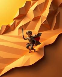 A captivating image showcasing an intricate origami-style Disney hero embarking on a desert adventure. The artwork features
