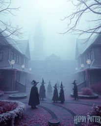 Explore a surreal and ethereal magical school cloaked in dense fog and captured in striking infrared tones. This otherworldly
