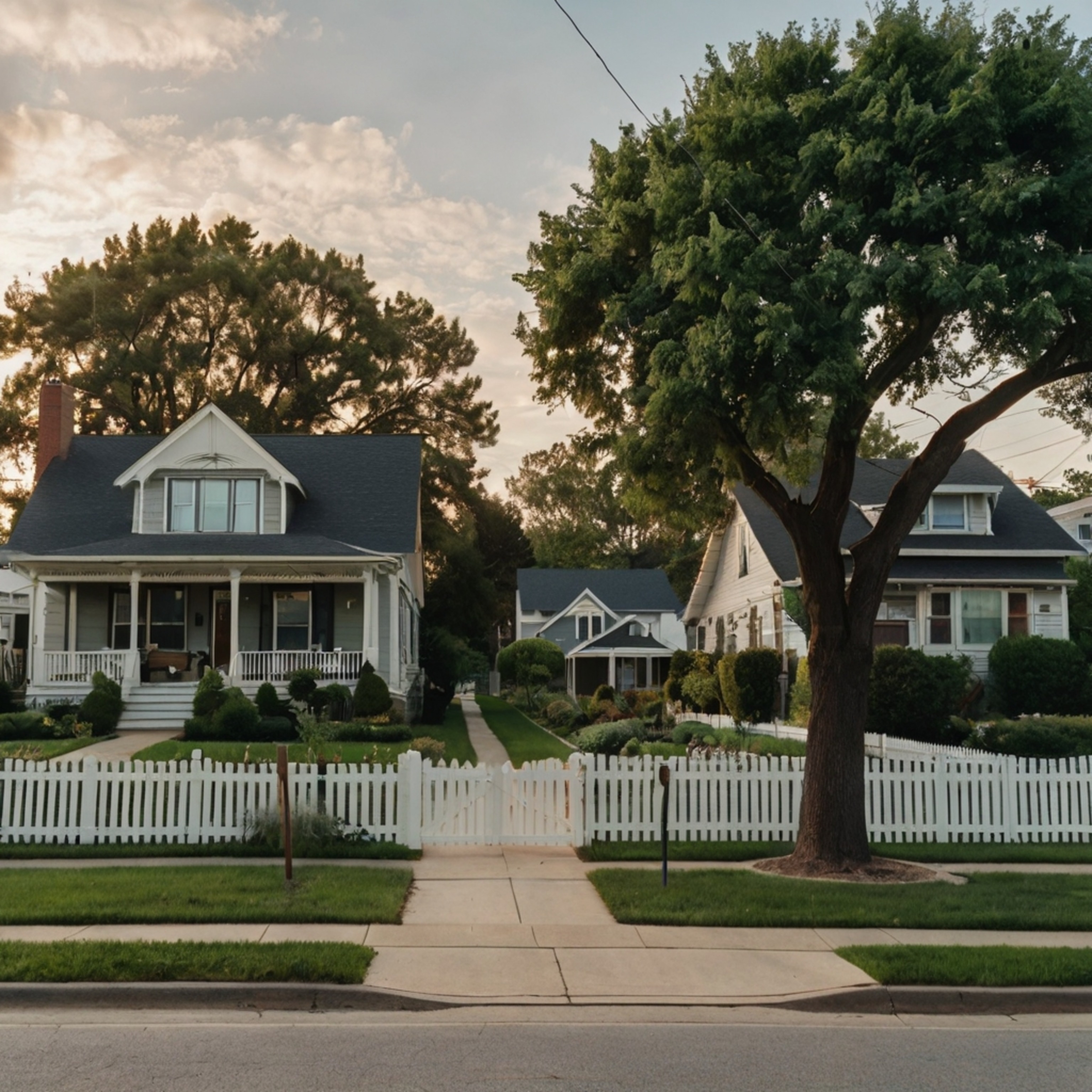 Imagine a peaceful, sprawling suburban neighborhood where tree-lined streets create a canopy of green.  Picture charming hous