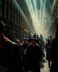 Explore the captivating world of candid street photography featuring young wizards in a magical school setting. This series s