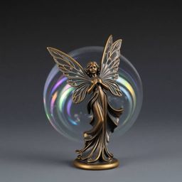 Discover this exquisite cast bronze fairy godmother sculpture. Featuring an antique patina finish and captivating iridescent
