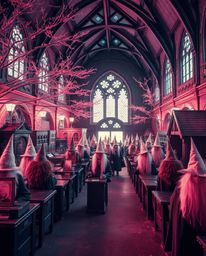 Discover a captivating world of young wizards attending a magical school, captured in stunning surreal infrared photography. 