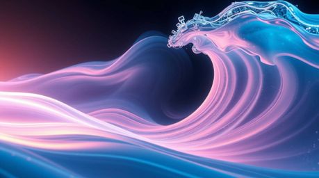 Explore a cinematic, futuristic sci-fi depiction of a fluid abstract wave, showcasing a captivating pastel gradient texture. 