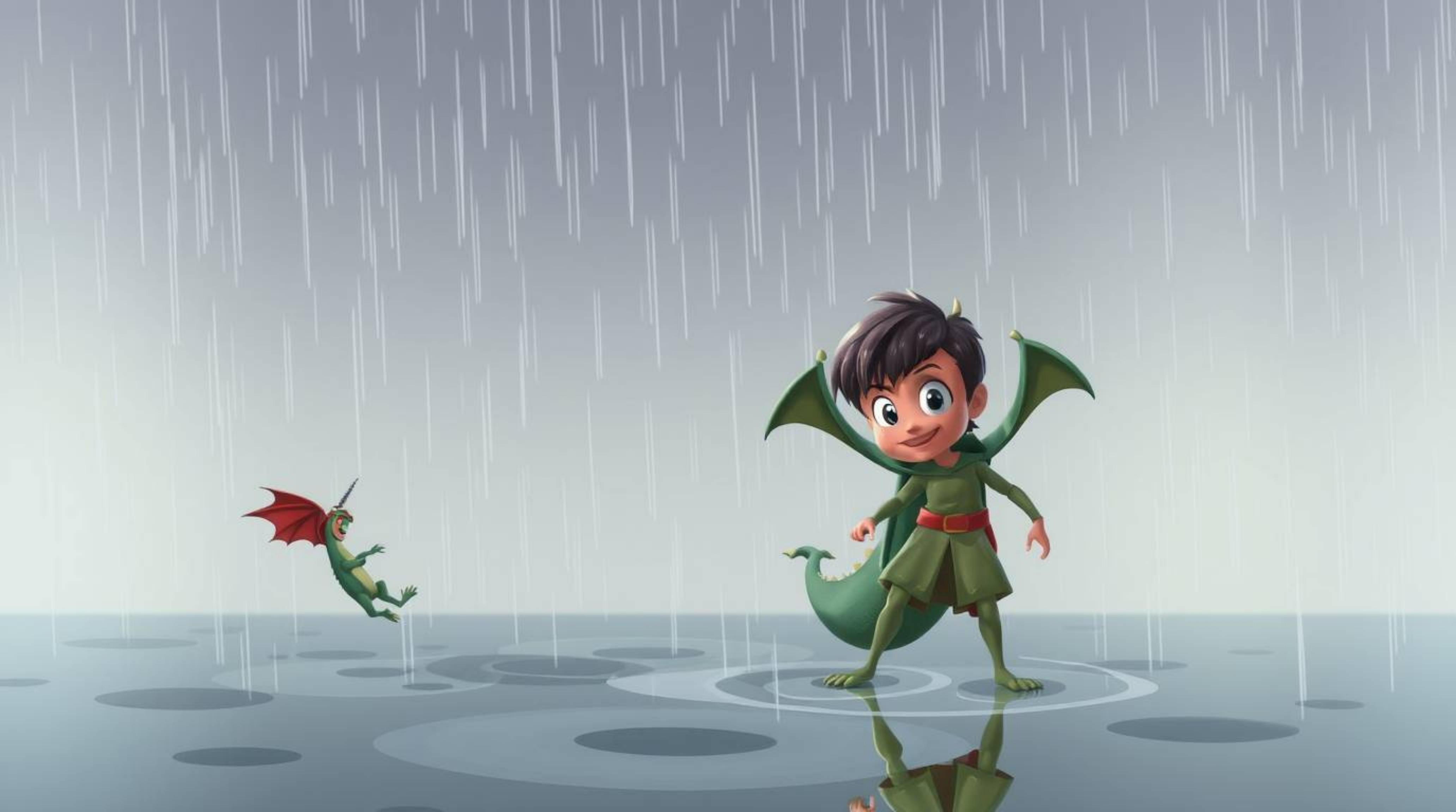Experience a captivating 1950s animation style scene featuring a charming prince with expressive eyes and drenched clothing v