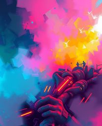 Explore a mesmerizing fantasy scene featuring bright vibrant colors and an epic color palette, complemented by a misty atmosp