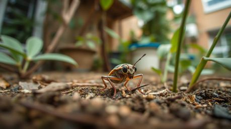 Witness a captivating moment captured through candid street photography, showcasing an extreme macro close-up. A bug-sized he