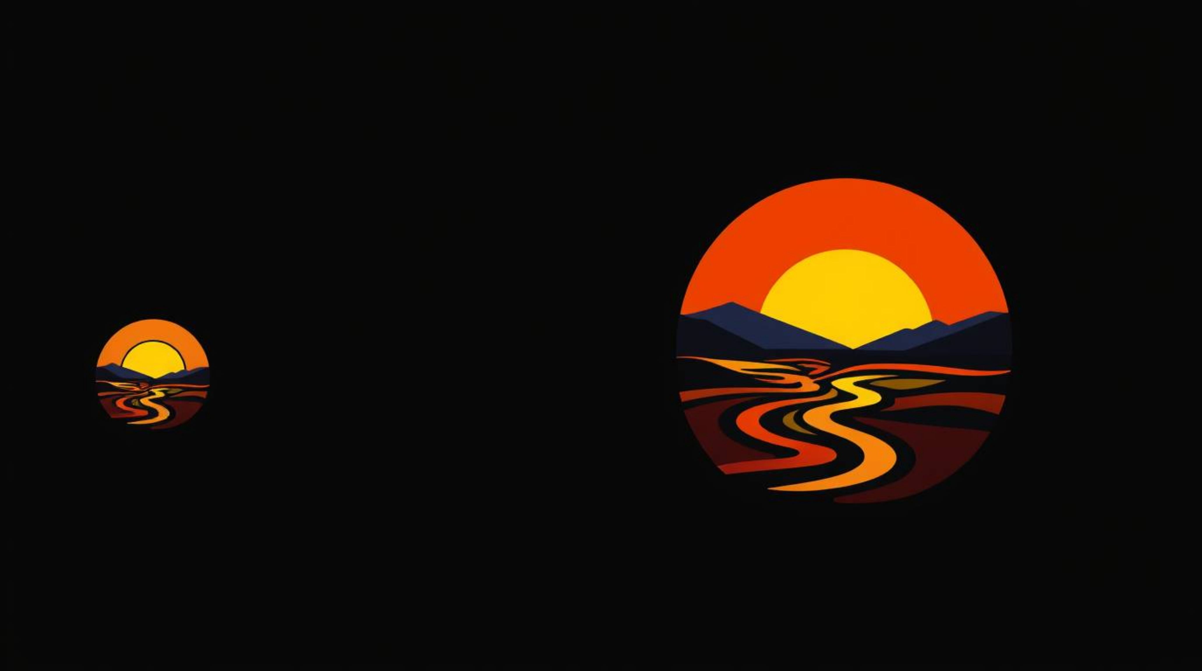 This creative logo design features a geometric interpretation of a sunset over stunning rice terraces.  The abstract design u