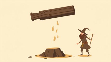 This modern flat design illustration depicts a comical scenario: an anvil poised to fall on an unsuspecting trickster charact