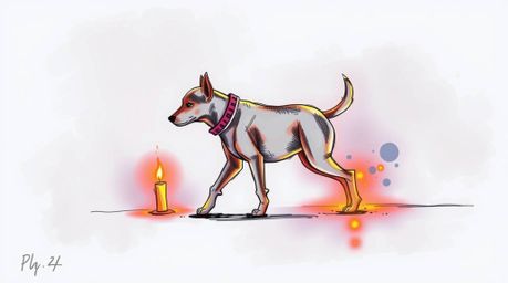 Explore a whimsical future with a hand-drawn sketch of a futuristic dog walking itself through space. Bathed in the warm glow
