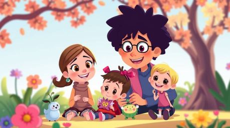Experience a heartwarming family reunion brought to life in a vibrant, Pixar-inspired illustration. Featuring adorable and cu