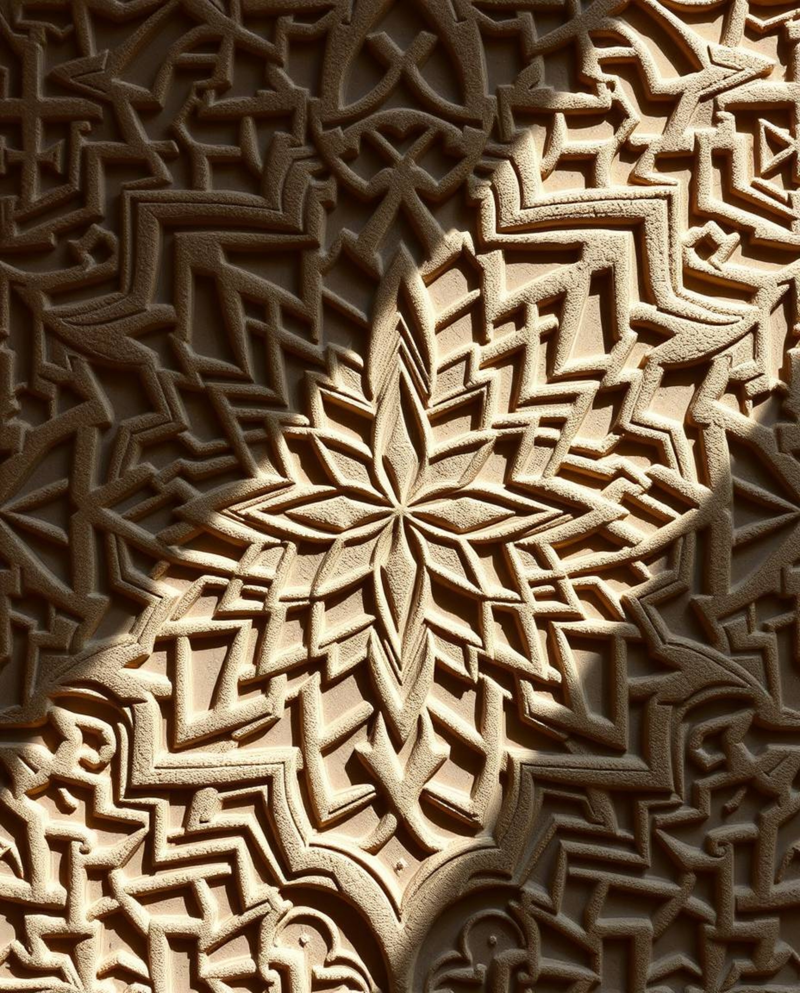 Explore the beauty of intricate Islamic geometric patterns carved in stone, reminiscent of origami.  These designs showcase r