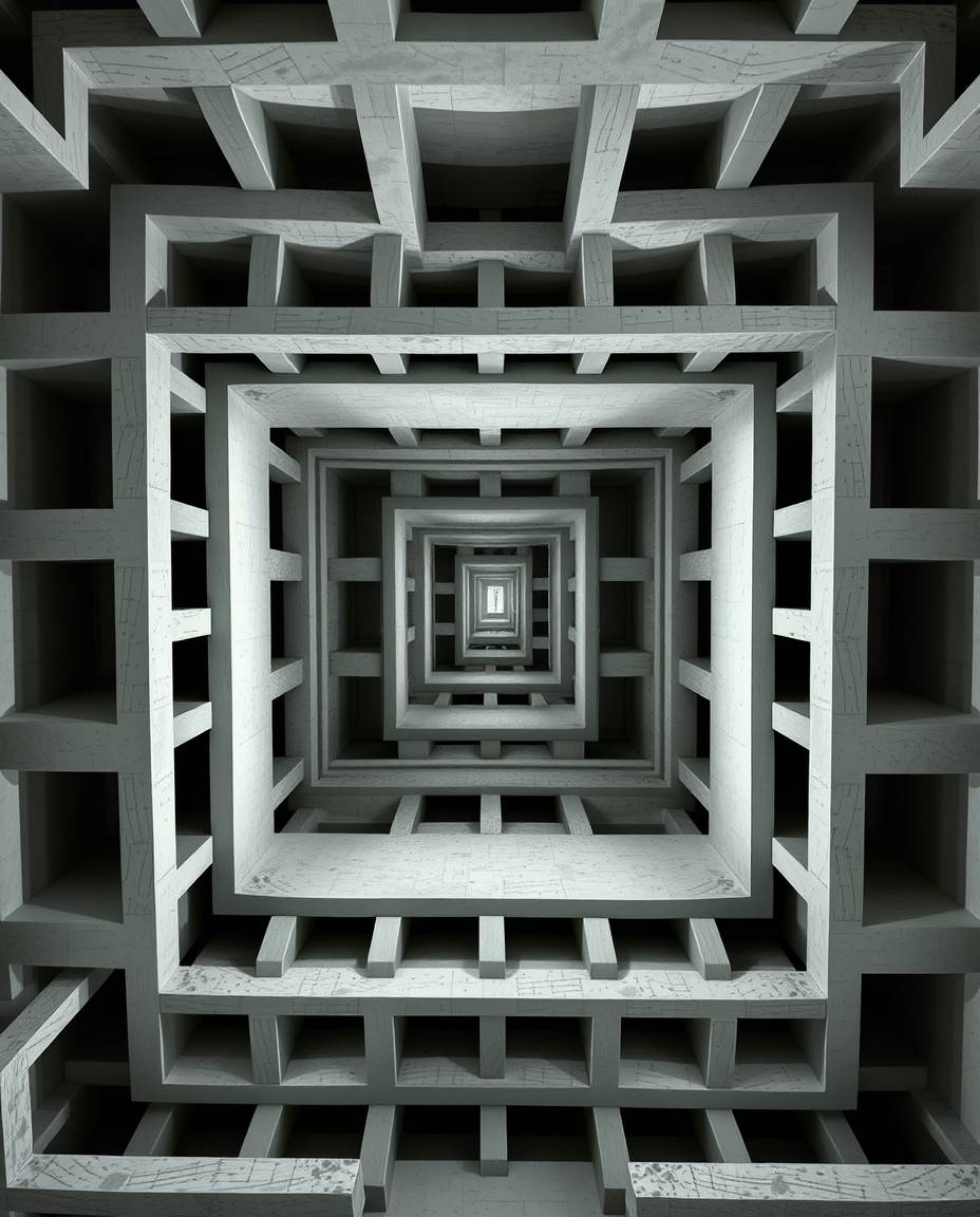 A captivating architectural photograph showcasing a mesmerizing repetitive cube pattern in the style of M.C. Escher's impossi