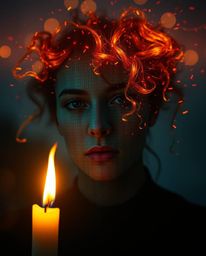Explore a captivating collection of surreal digital art.  Witness a human face morphing into a mesmerizing data stream, bathe