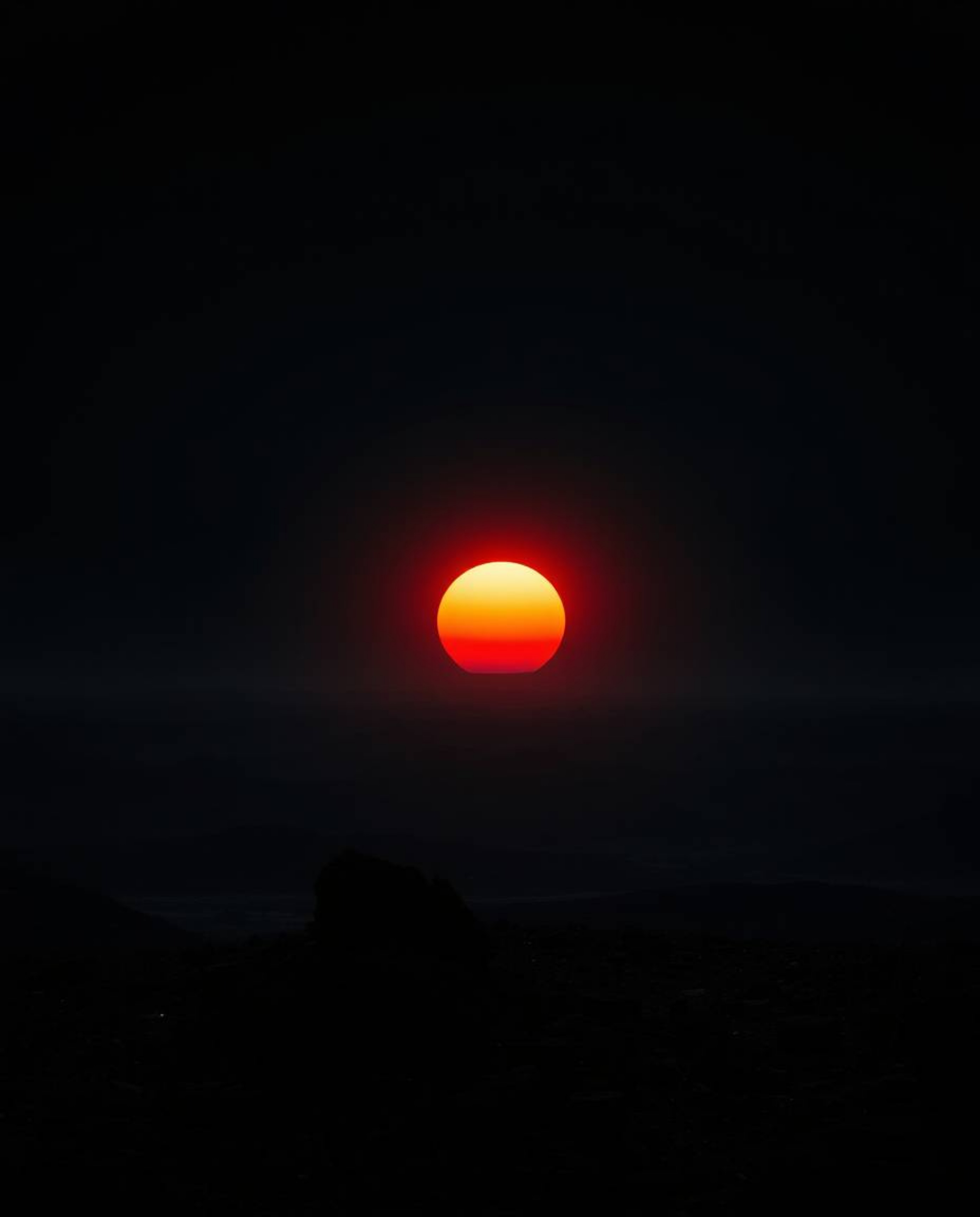 Witness the striking contrast of an intense jet black sunrise over a war-torn landscape, featuring unexpectedly adorable and 