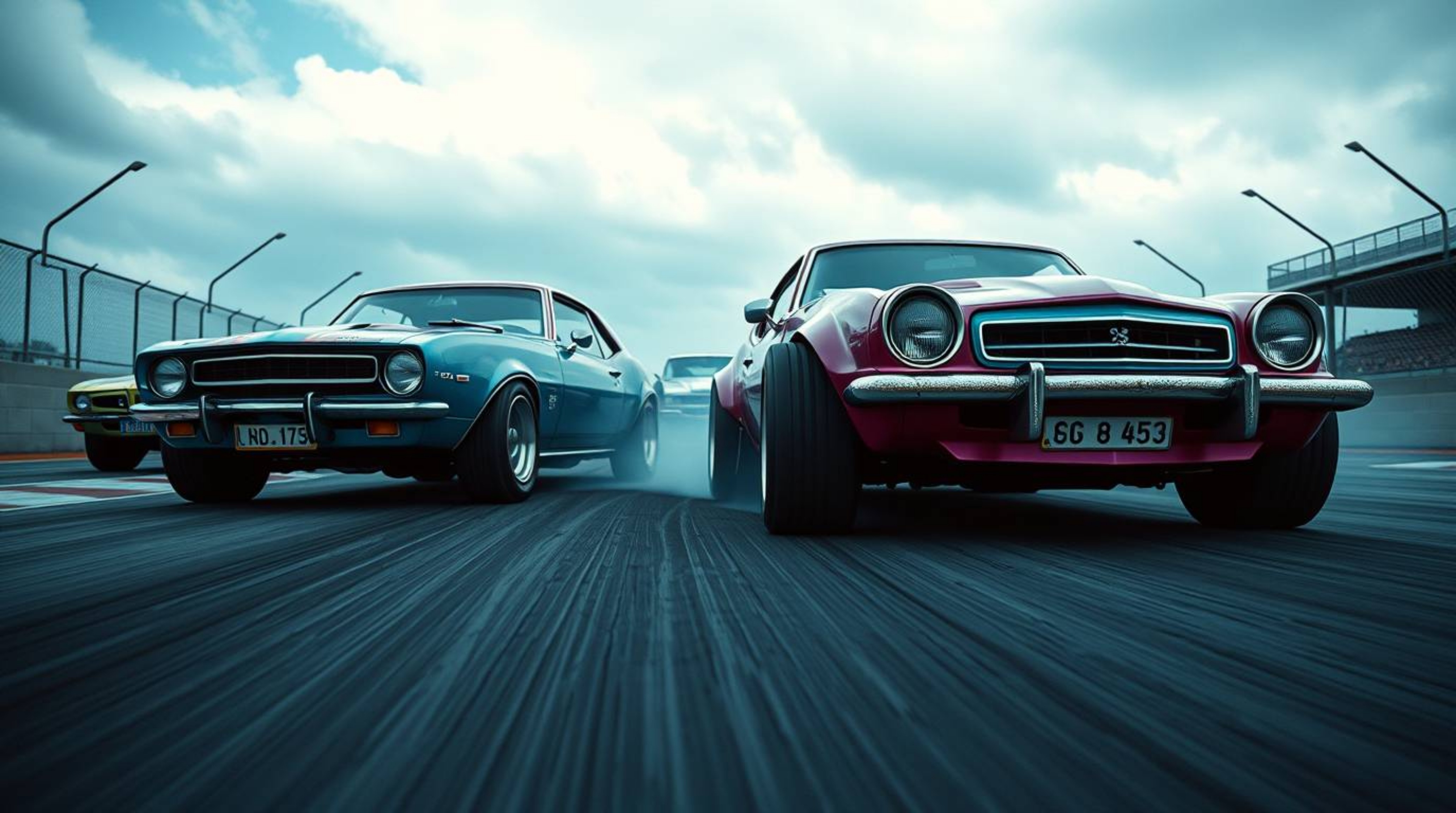 Experience a vibrant and dynamic wacky racing scene featuring outlandish cars captured from a captivating low angle. The imag