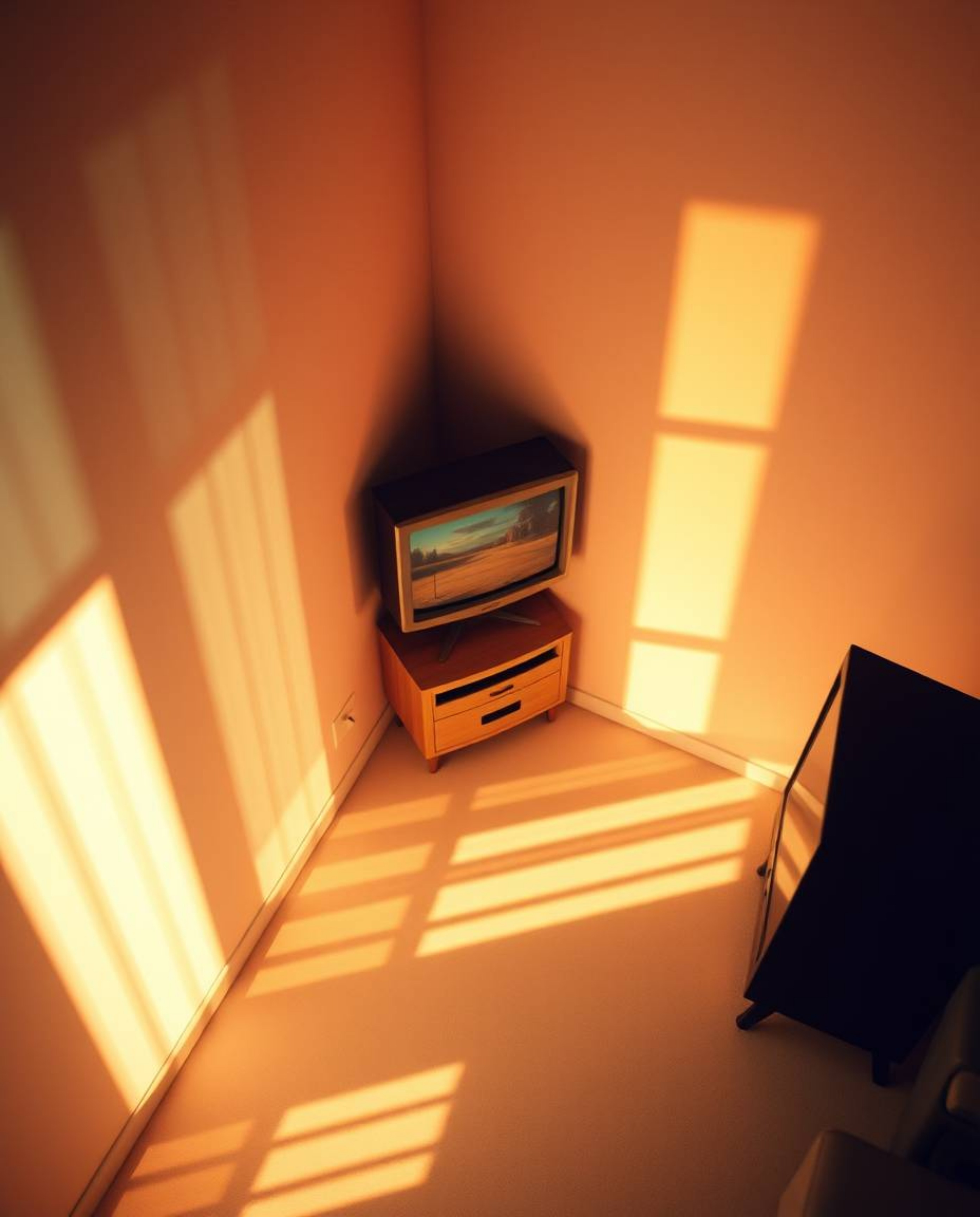 A captivating image showcases a retro-style TV screen glitch with RGB separation, bathed in soft, diffused light.  The high-a