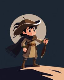 Explore a modern flat design illustration featuring a brave, Disney-style hero embarking on a desert adventure. The simple, t