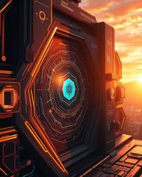 Explore a captivating Isekai anime-style representation of a futuristic digital interface, rendered with intricate geometric 