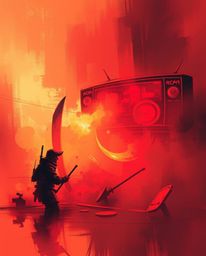 This dynamic digital sketch features a mesmerizing TV screen glitch static effect rendered in a retro style with noticeable R