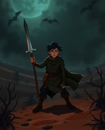 Embark on a captivating Disney-style desert adventure with a brave hero facing unsettling details and a creepy, eerie atmosph