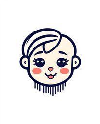 This adorable and cute logo is inspired by a digital glitch effect, transforming a human face into a captivating data stream.