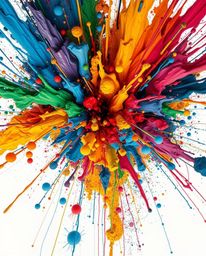 Experience a vibrant and futuristic explosion of color with this high-detail abstract art piece. A bird's eye view captures t