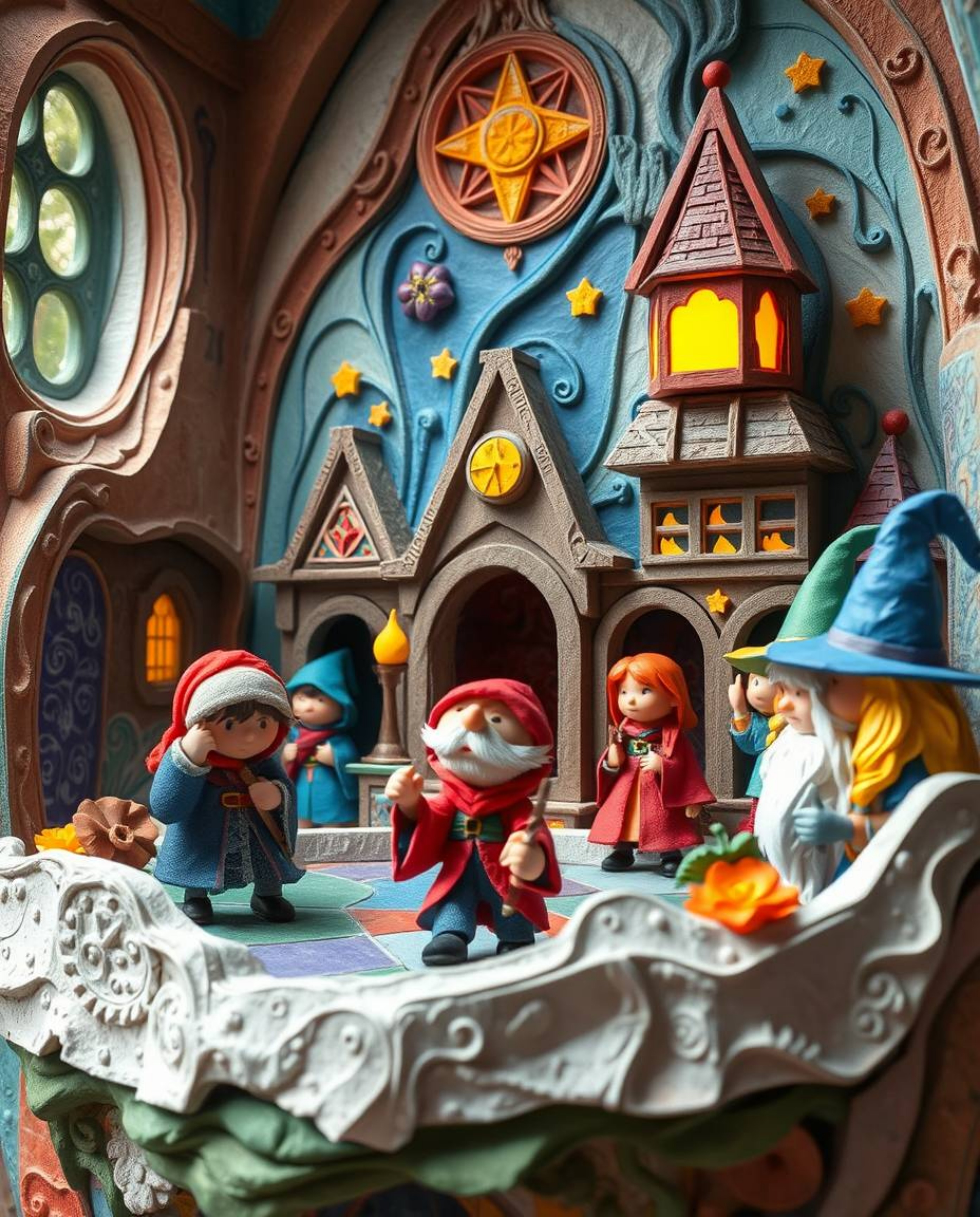 Experience the magic of a vibrant, layered papier-mâché world! This whimsical artwork depicts a lively school filled with you