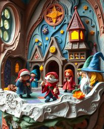 Experience the magic of a vibrant, layered papier-mâché world! This whimsical artwork depicts a lively school filled with you