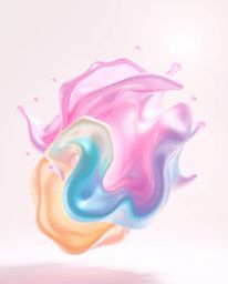 Explore captivating dynamic motion depicted with bright lens flare on abstract 3D liquid forms rendered in soothing pastel co