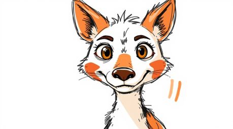 A hand-drawn sketch featuring a sarcastic animal sidekick with captivatingly expressive eyes, rendered in a distinctive color