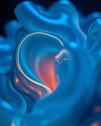 Explore the mesmerizing world of extreme macro photography with bioluminescent futuristic 3D fluid shapes. Witness the vibran