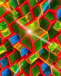 This artwork features a captivating repetitive cube pattern rendered in the style of Escher's impossible geometry. The piece 