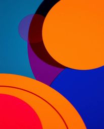 A captivating close-up reveals a minimalist Bauhaus-inspired geometric pattern.  Bold circles and lines intersect in electric