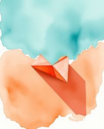 A captivating watercolor painting features a stunning 3D geometric pattern reminiscent of folded paper.  The artwork showcase