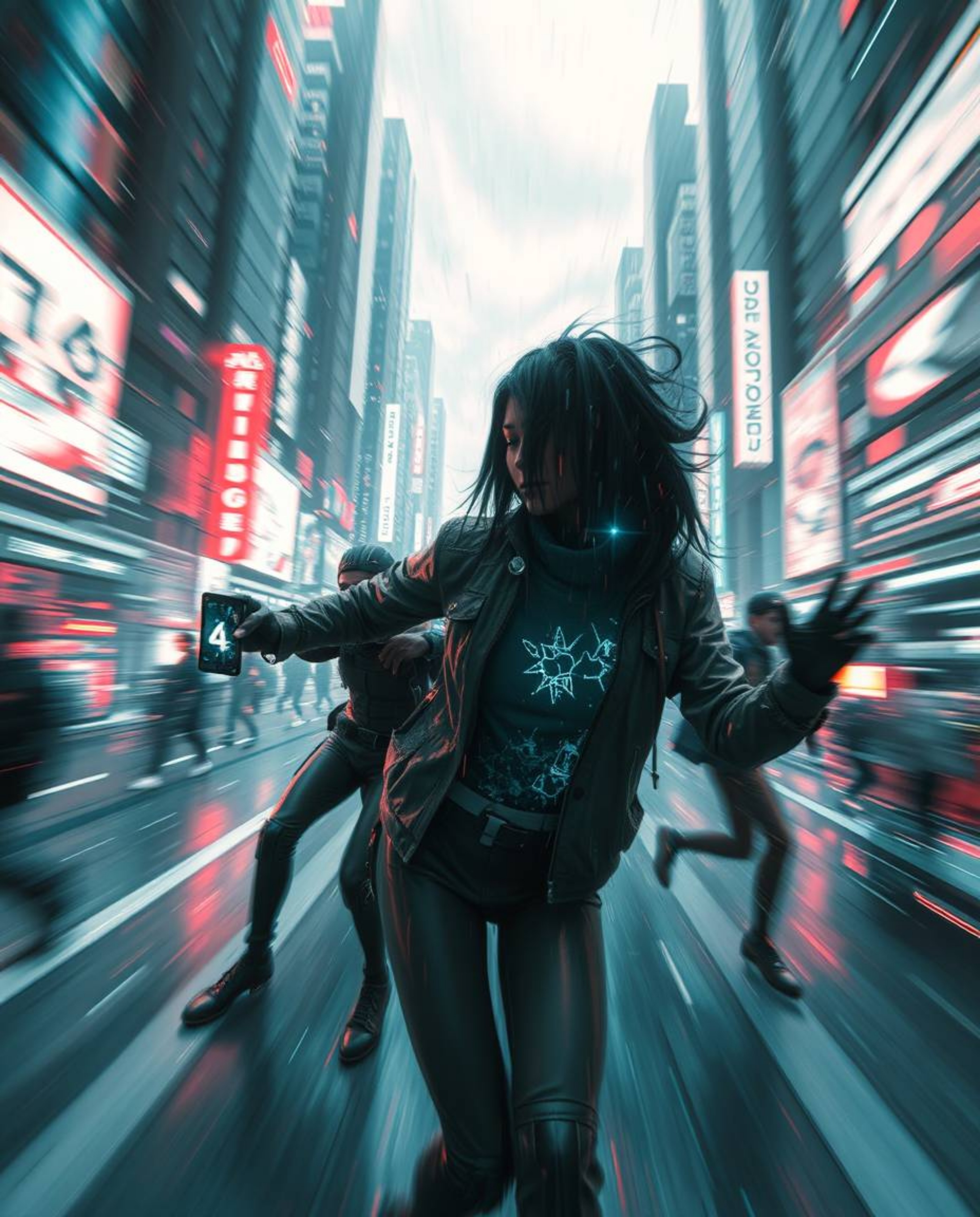 A captivating, surreal image showcases a futuristic city rendered in a dynamic glitch art style.  Flickering infrared lights,