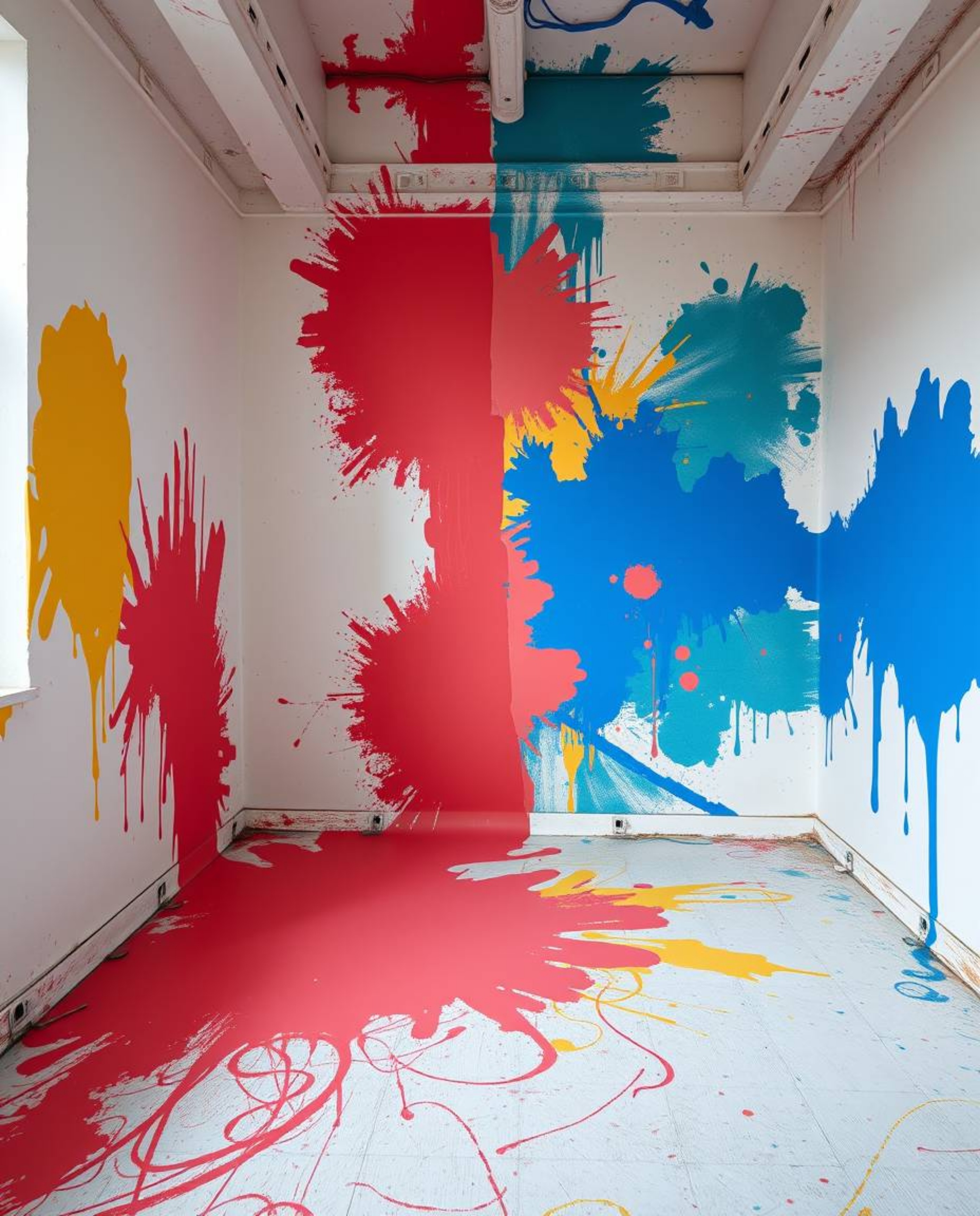This collection features high-resolution stock photos capturing a room exploding with paint, showcasing a distinct split and 