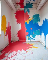 This collection features high-resolution stock photos capturing a room exploding with paint, showcasing a distinct split and 