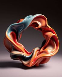 This striking 3D illustration showcases fluid shapes seamlessly morphing in an endless loop, rendered with vibrant, complemen