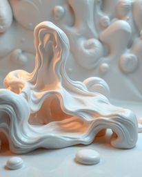 Discover breathtaking sculptural clay art featuring surreal 3D fluid shapes that evoke the appearance of melted glass.  These