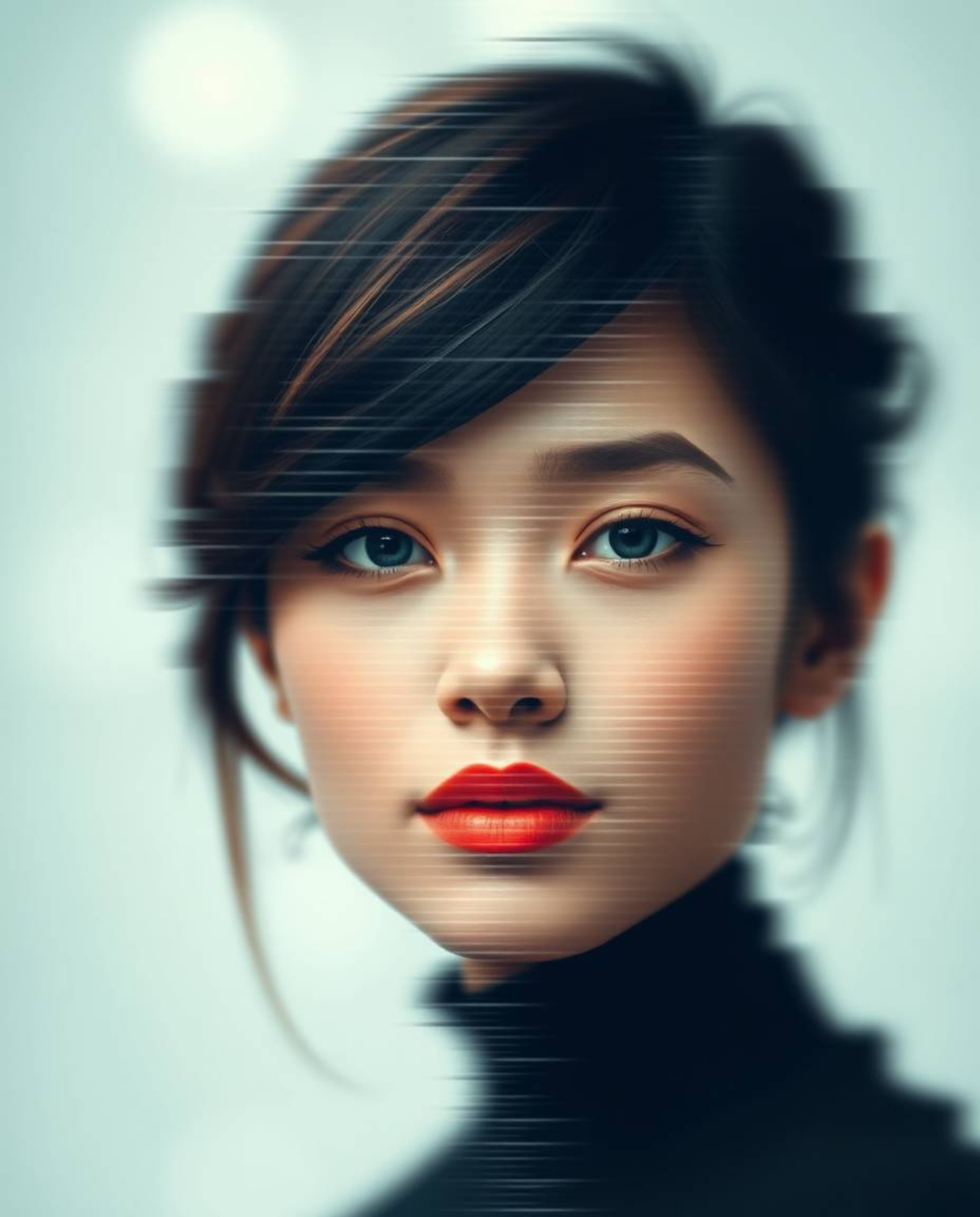 Explore a captivating blend of modern flat design and digital glitch art in these stunning portraits. Featuring a blurred bok