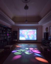 Immerse yourself in a world of creative light art with this photograph featuring soft pastel colors illuminating a glowing ma