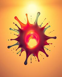 Experience a captivating blend of warm golden hour light and low-angle perspective, showcasing abstract 3D colorful splash sh